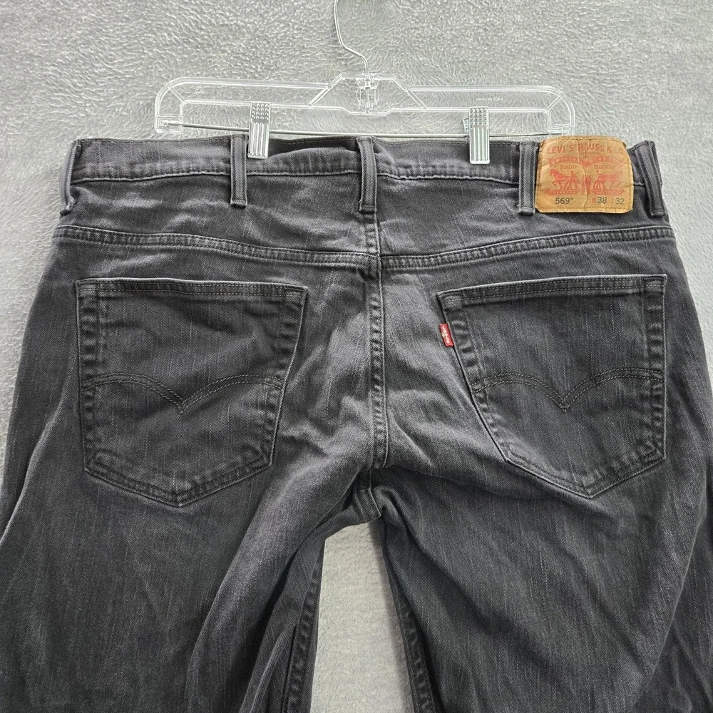 Levi's 569 Men Jeans 38X32 Black Denim Straight 30